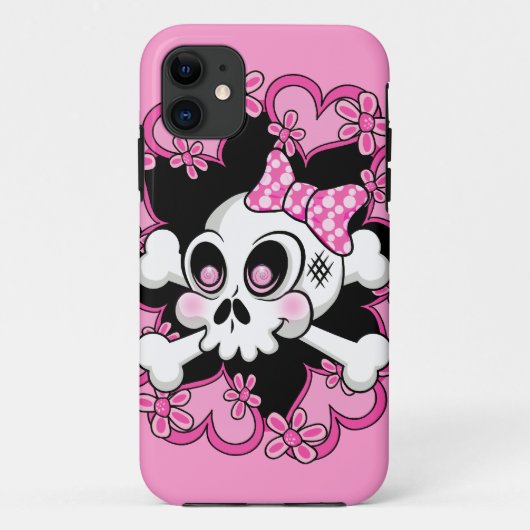 Cute Skull en Hearts Case-Mate iPhone Case (Achterkant)