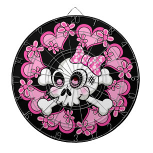 Cute Skull en Hearts Dartbord