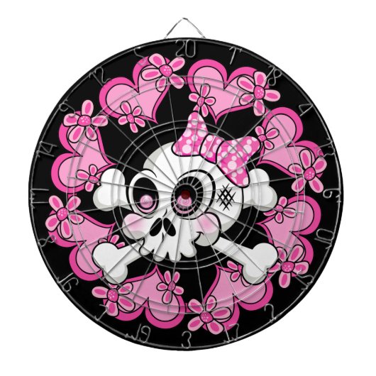 Cute Skull en Hearts Dartbord (Voorkant)