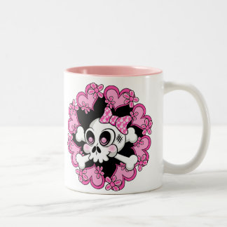Cute Skull en Hearts Tweekleurige Koffiemok