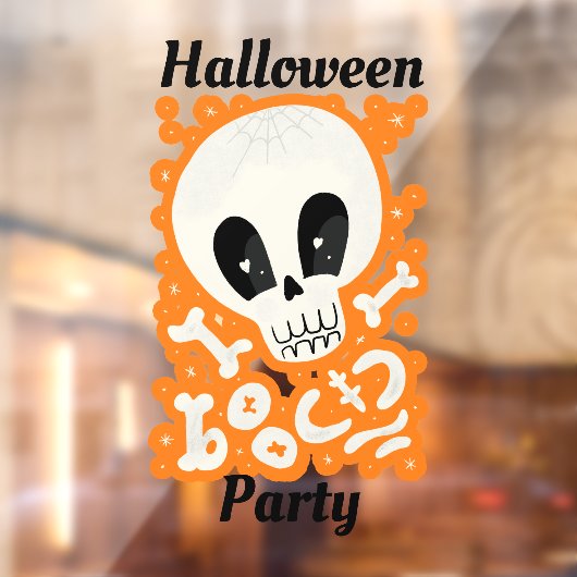 Cute Skull Halloween Party Window Cling Raamsticker (Vel 2)