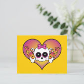 Cute Skull Heart Briefkaart (Staand voorkant)