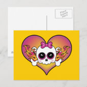 Cute Skull Heart Briefkaart (Voorkant / Achterkant)