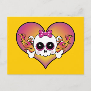 Cute Skull Heart Briefkaart