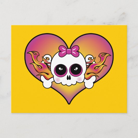 Cute Skull Heart Briefkaart (Voorkant)