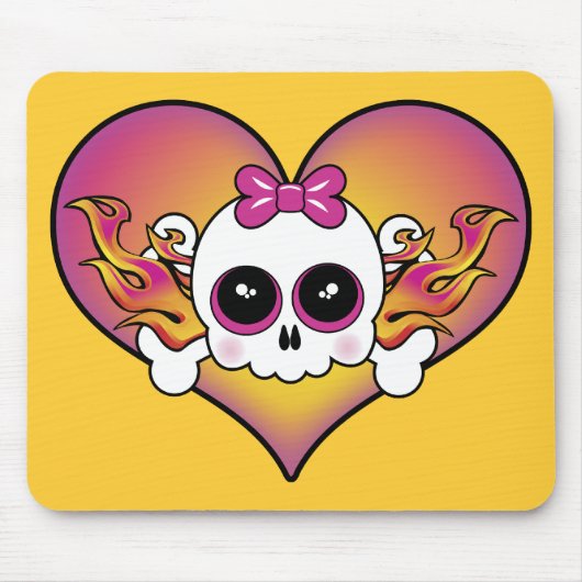 Cute Skull Heart Muismat (Voorkant)