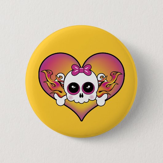 Cute Skull Heart Ronde Button 5,7 Cm (Voorkant)