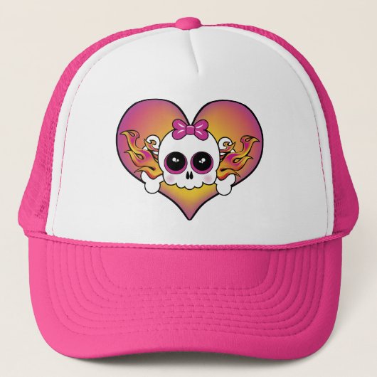 Cute Skull Heart Trucker Pet (Voorkant)