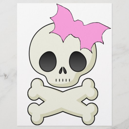 Cute Skull in Crossbones met Bat Bow Flyer (Voorkant)