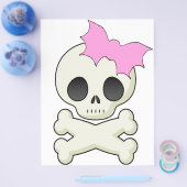 Cute Skull in Crossbones met Bat Bow Flyer (Enkel)