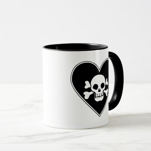 Cute Skull in Heart Mok (Voorkant rechts)