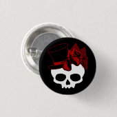 Cute Skull met bovenste Roos Red Bow Button (Voorkant /achterkant)