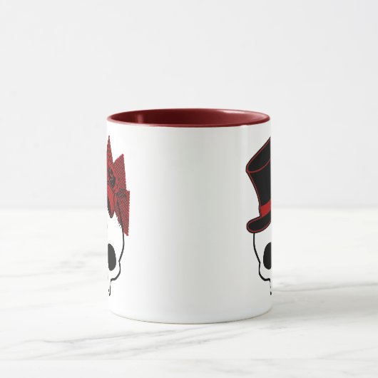 Cute Skull met bovenste Roos Red Bow Mok (Midden)