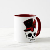 Cute Skull met bovenste Roos Red Bow Mok (Voorkant rechts)