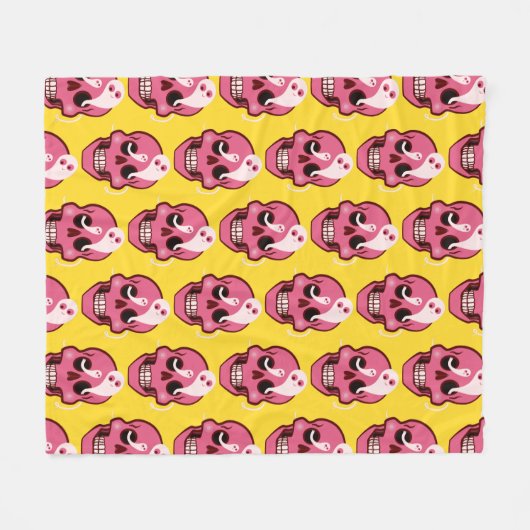 Cute Skull met geesten in Oogcontactdoos Fleece Deken (Voorkant (Horizontaal))