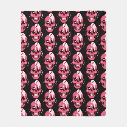 Cute Skull met geesten in oyes Halloween Pattern Fleece Deken (Voorkant)