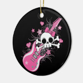 Cute Skull met roze gitaar Keramisch Ornament (Links)