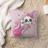 Cute Skull met roze gitaar Kussen (Deken)