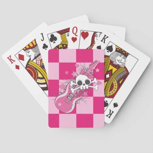 Cute Skull met roze gitaar Pokerkaarten (Achterkant)