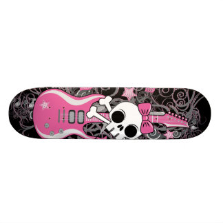 Cute Skull met roze gitaar Skateboard