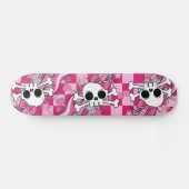 Cute Skull met roze gitaar Skateboard (Horizontaal)