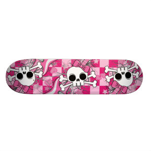 Cute Skull met roze gitaar Skateboard
