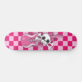 Cute Skull met roze gitaar Skateboard (Horizontaal)