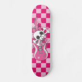 Cute Skull met roze gitaar Skateboard (Voorkant)