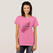 Cute Skull met roze gitaar T-shirt (Voorkant volledig)