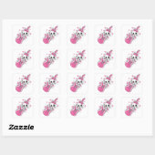 Cute Skull met roze gitaar Vierkante Sticker (Vel)