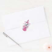Cute Skull met roze gitaar Vierkante Sticker (Envelop)