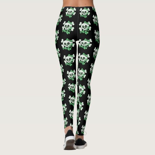 Cute Skull met Shamrocks Leggings (Achterkant)