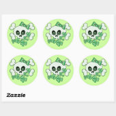 Cute Skull met Shamrocks Ronde Sticker (Vel)