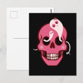 Cute Skull met spin en geesten in zwarte ogen Briefkaart (Voorkant / Achterkant)