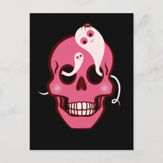 Cute Skull met spin en geesten in zwarte ogen Briefkaart (Voorkant)