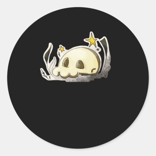 Cute Skull Oversized Ronde Sticker (Voorkant)