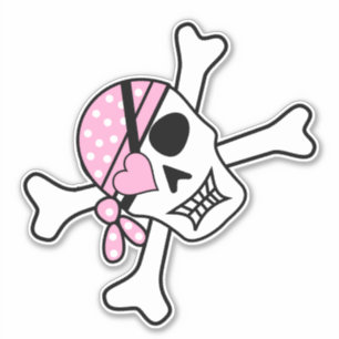 Cute Skull Pirate Illustratie Sticker