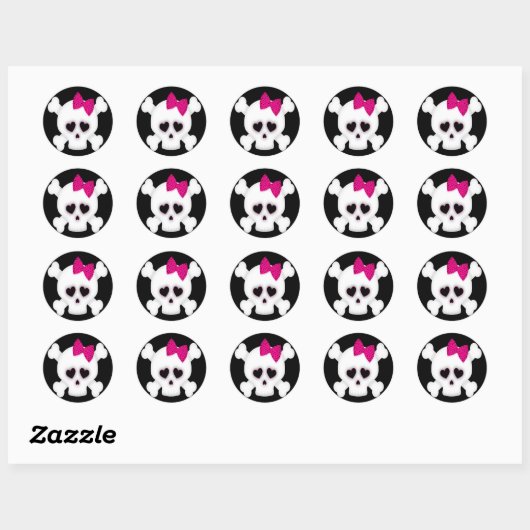 Cute Skull Ronde Sticker (Vel)