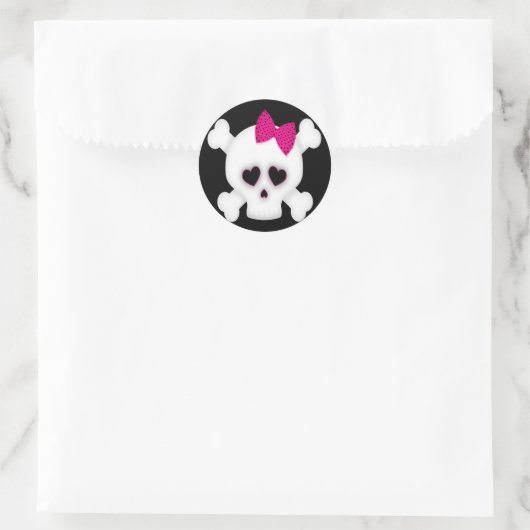 Cute Skull Ronde Sticker (Tas)