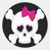 Cute Skull Ronde Sticker (Voorkant)