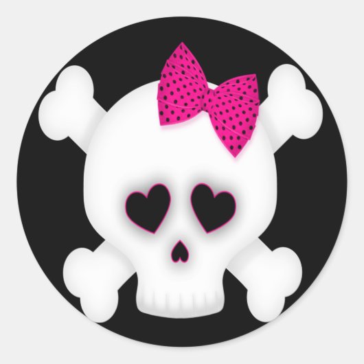 Cute Skull Ronde Sticker (Voorkant)