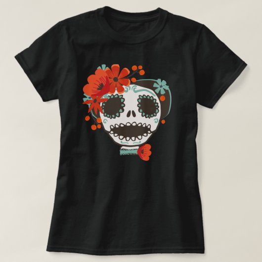 Cute Skull Wearing Flowers T-shirt (Design voorkant)