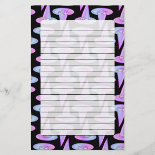 Cute Skull Witch Pet Paars Blue Drawing Pattern Briefpapier