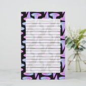 Cute Skull Witch Pet Paars Blue Drawing Pattern Briefpapier (Staand voorkant)