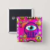 Cute skulls & alien skulls op knoppen vierkante button 5,1 cm (Voorkant /achterkant)