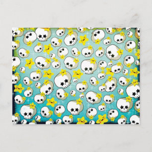 Cute Skulls and Stars Pattern Briefkaart
