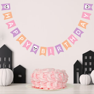 Cute Skulls pasta Halloween Happy Birthday Vlaggetjes