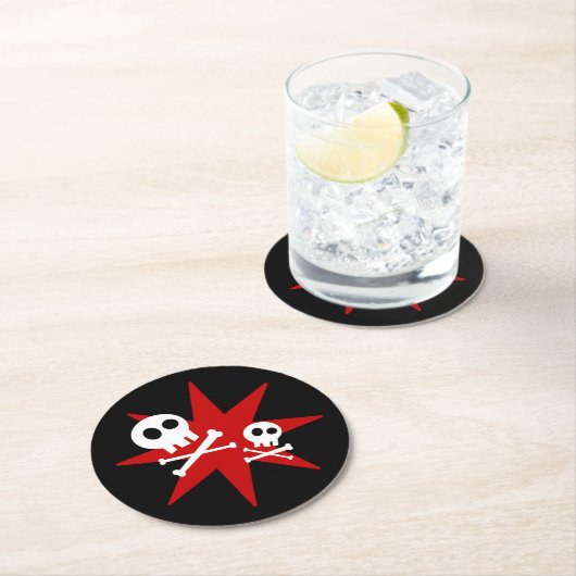 Cute Skulls Round Paper-Onderzetter Ronde Kartonnen Onderzetter (Insitu)