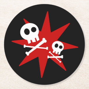 Cute Skulls Round Paper-Onderzetter Ronde Kartonnen Onderzetter