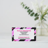 Cute Skulls roze en zwarte Visitekaartjes (Staand voorkant)